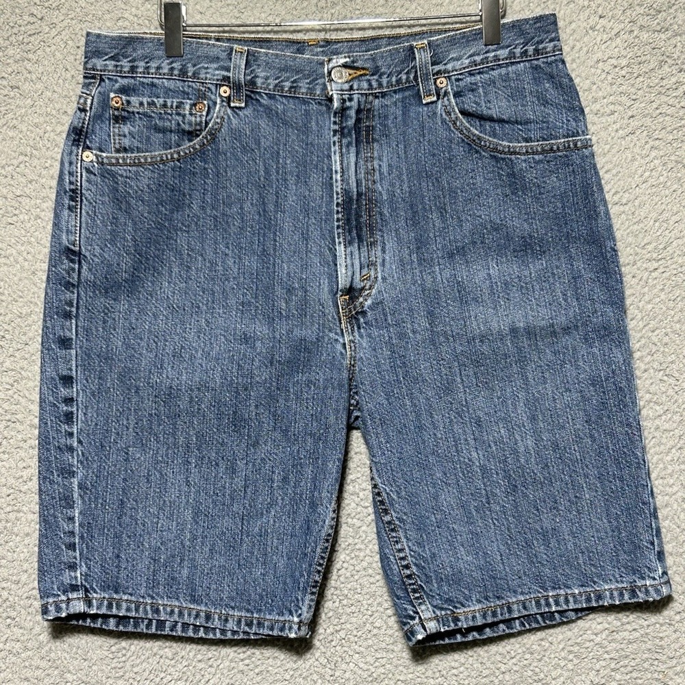 Vintage Levis Denim Shorts Mens 36 Blue Jorts 505 Loose Y2K Dad Red Tab Saturday